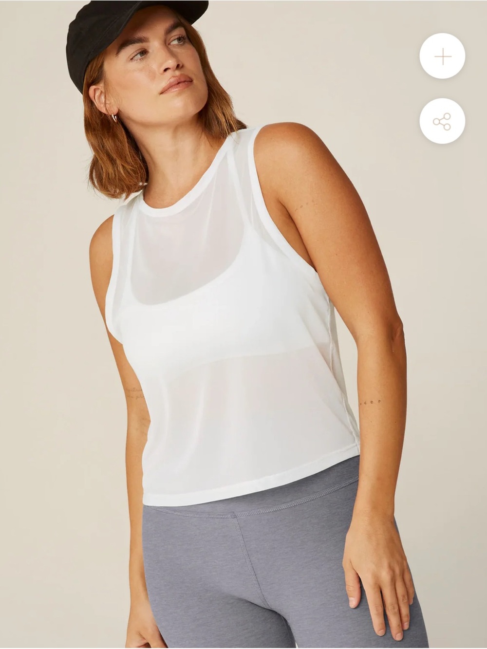 Beyond Yoga White Sheer Layered Tank Top